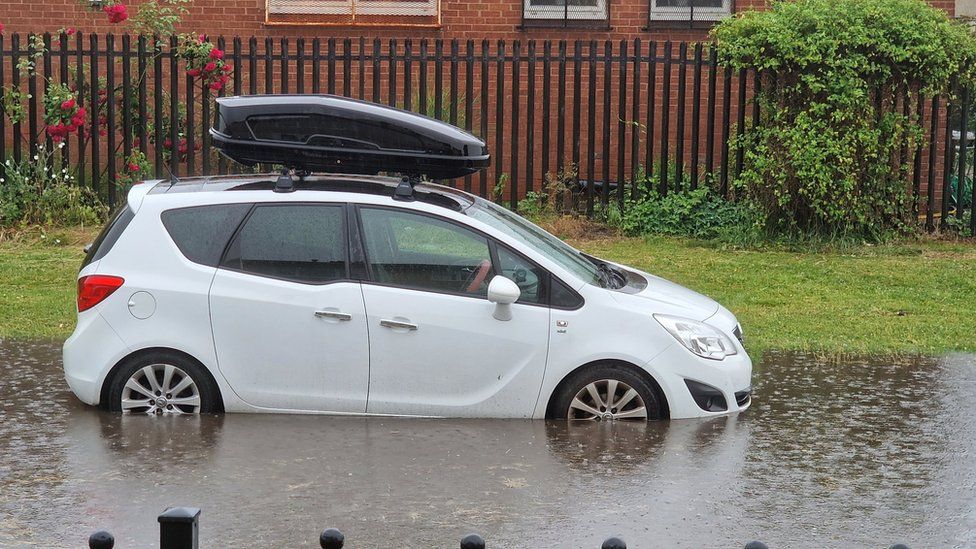 A car in the floods