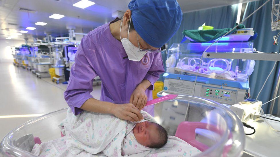 Babies at a hospital nursery in China.