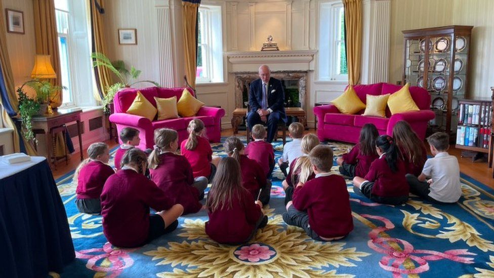 Primary school pupils at Government House