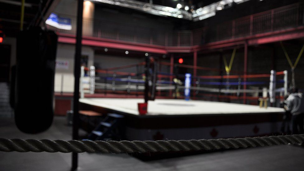 Image shows empty boxing ring