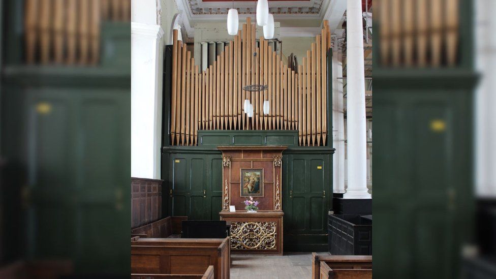 The organ at Sunderland's Holy Trinity Church before it was removed