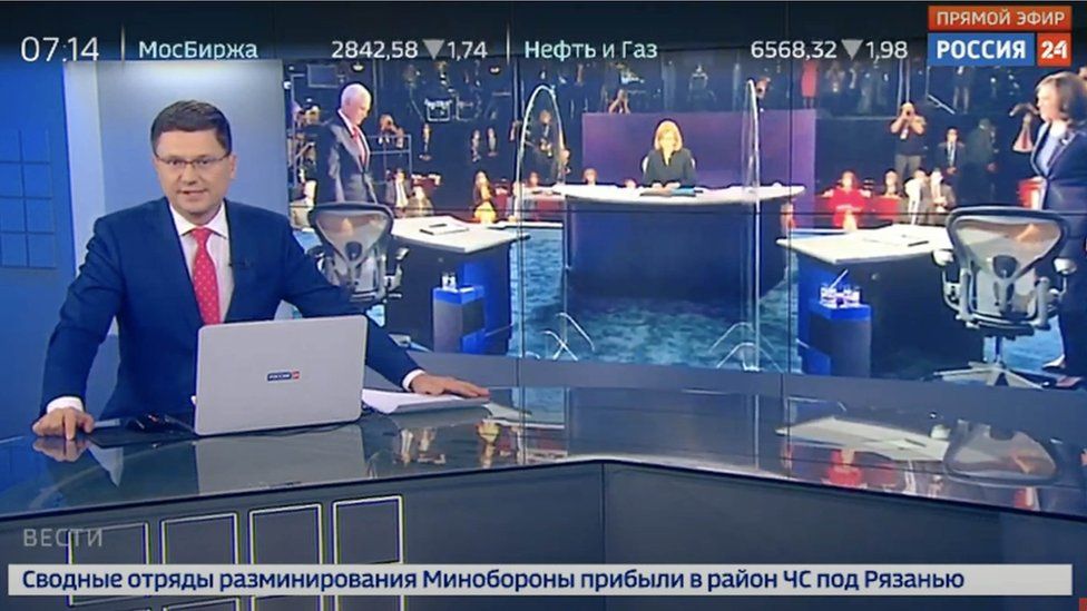 Screenshot of Rossiya 24's coverage of the debate