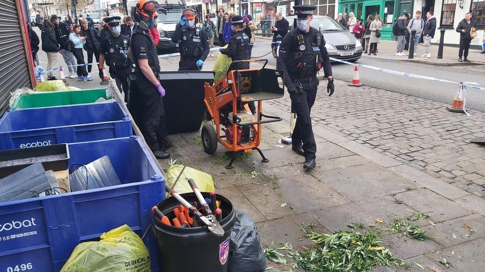 Police with a shredder