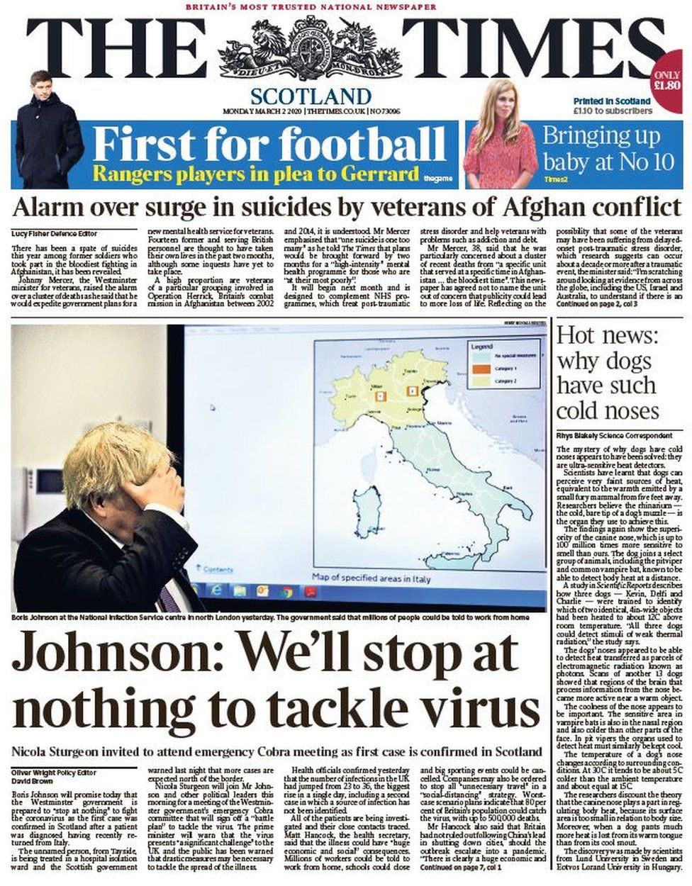 Scotland S Papers Pandemic Fears As Virus Hits Scotland Bbc News