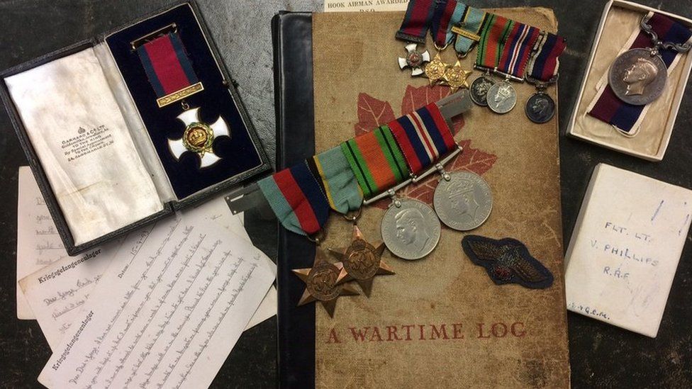 The wartime memorabilia, medals and journal