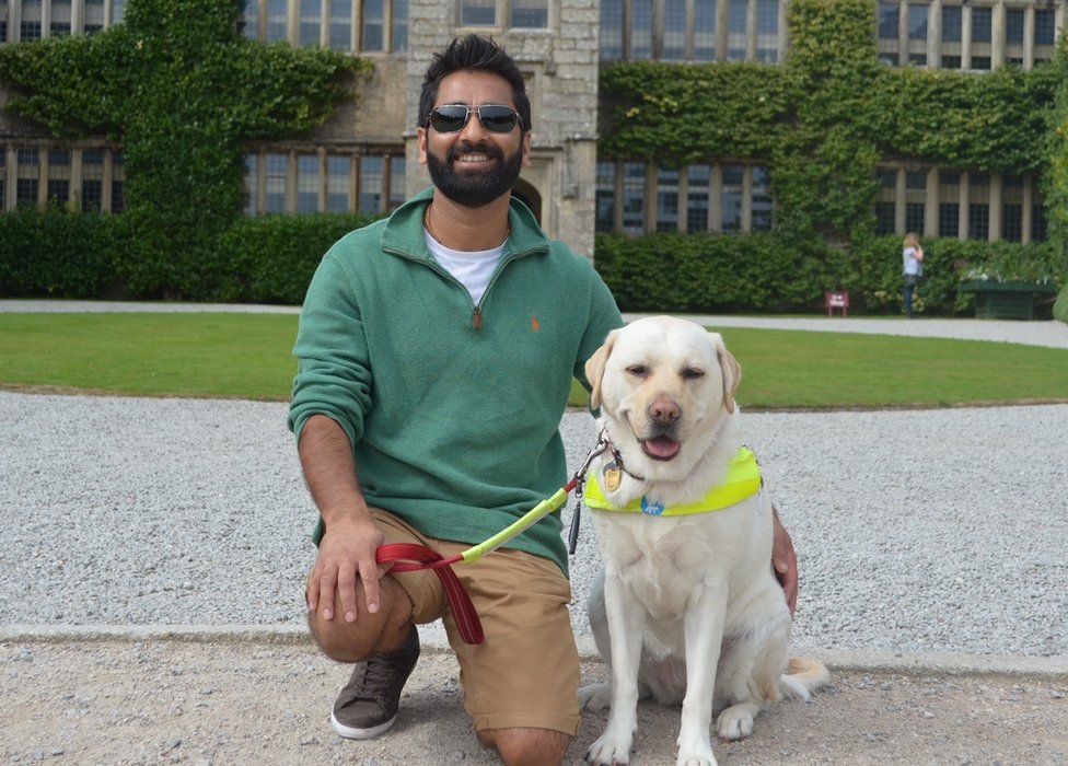 Amit Patel and Kika the guide dog