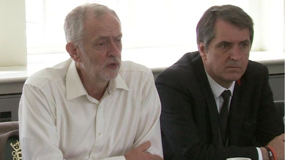 Jeremy Corbyn and Steve Rotheram at a Shadow Cabinet meeting