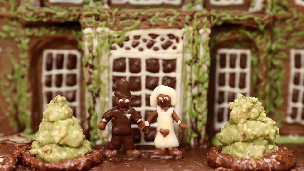 Chocolate models of Charles and Camilla