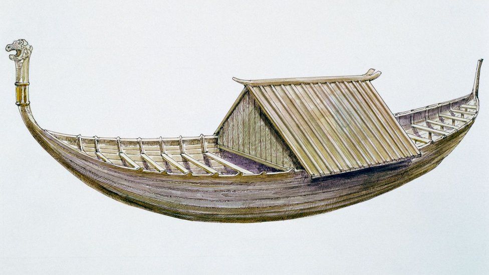 Drawing of Sutton Hoo burial ship