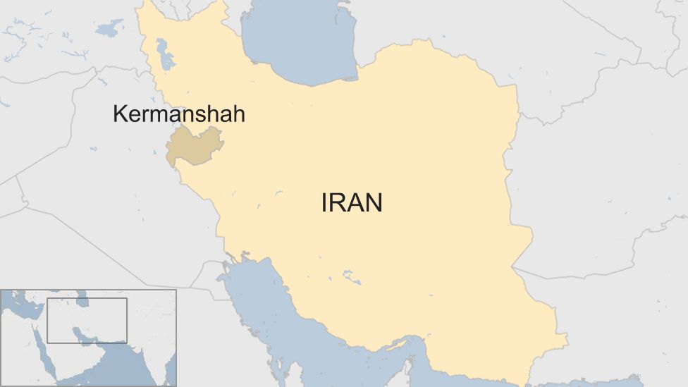 A BBC map showing the location of Kermanshah province in Iran