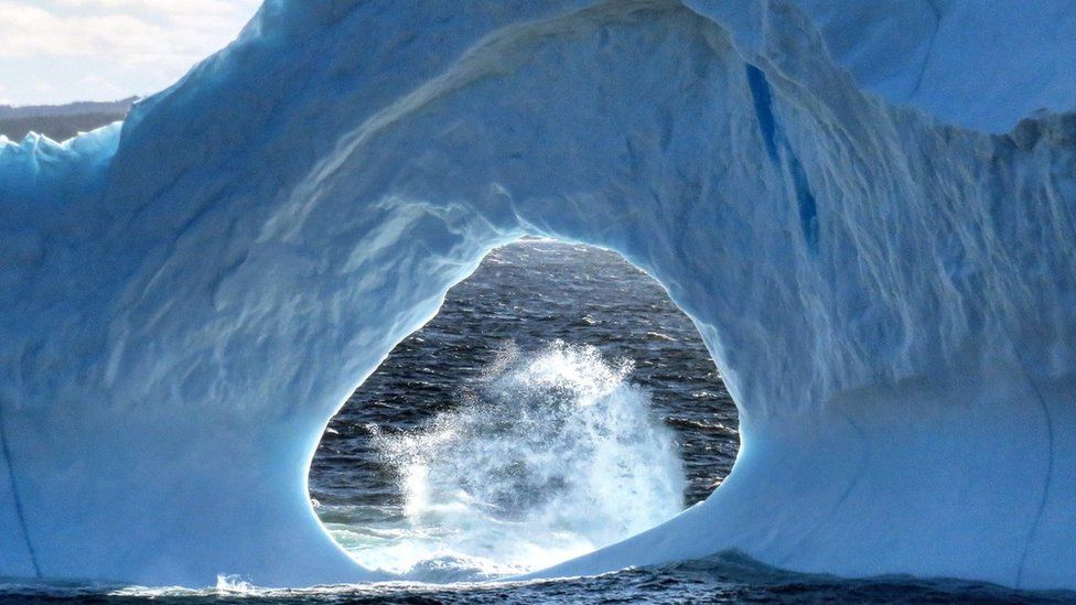 A close up of an iceberg
