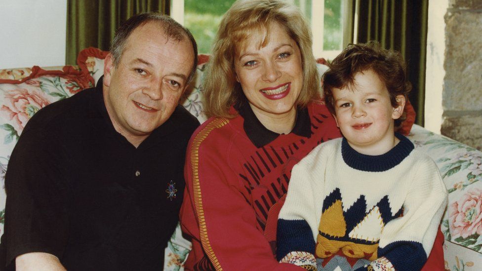 Denise Welch and husband Tim Healy pictured at home with their son Matthew 13 September 1994