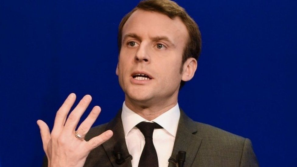 Former French Economy Minister, founder and president of the political movement "En Marche !" (On the move!) and candidate for the France"s 2017 presidential elections Emmanuel Macron