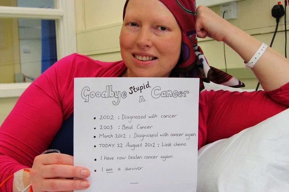 Goodbye stupid cancer, my last chemo ever picture, August 2012