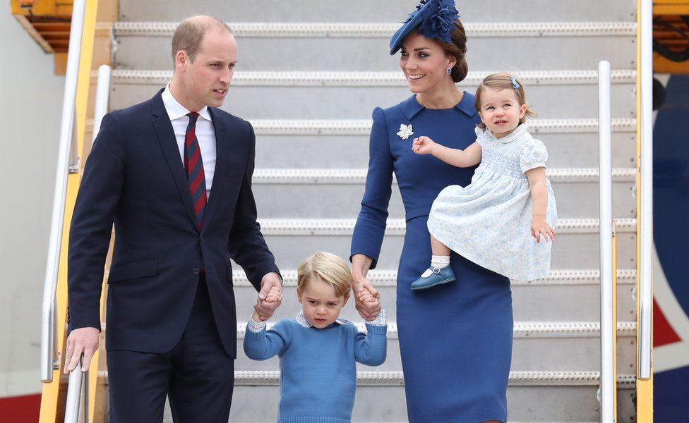 The Duke and Duchess of Cambridge, Prince George and Princess Charlotte arriving in Canada