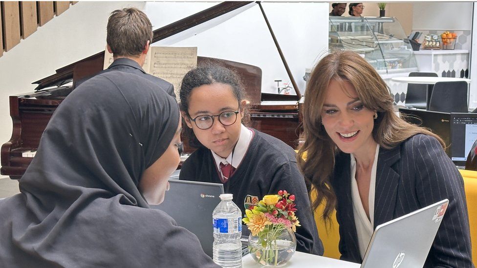 Princess Kate talking to students