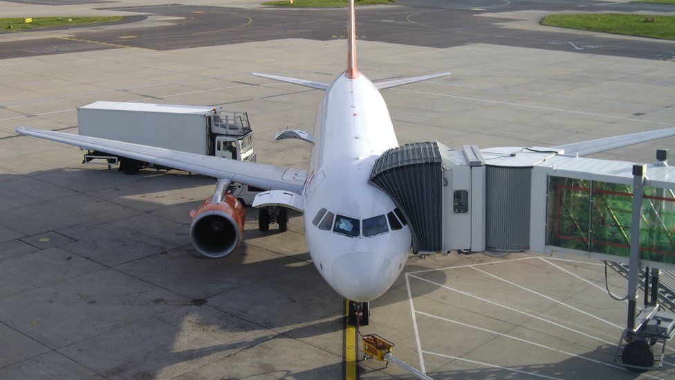 A plane on the tarmac at Gatwick