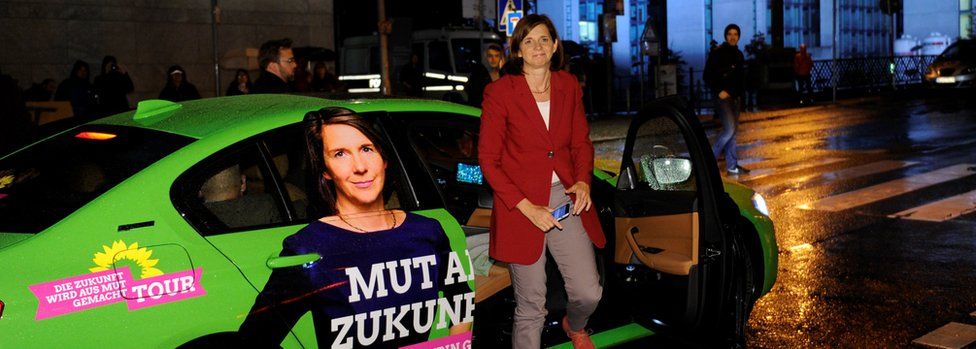 Greens party co-leader Katrin Goering-Eckardt arrives for a political TV chat show in Berlin, Germany, September 24, 2017.