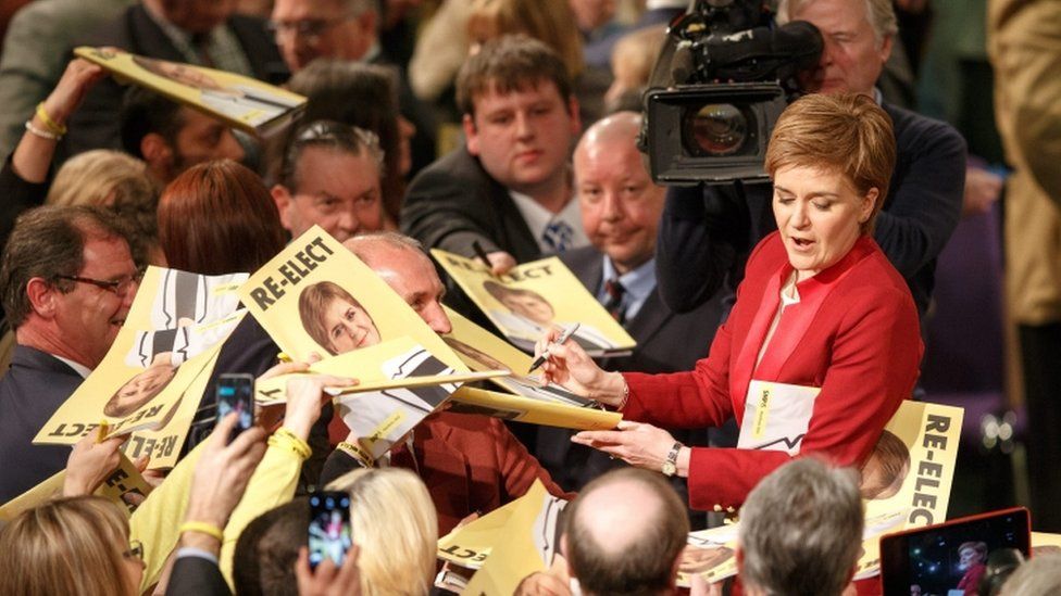 Manifesto launched by SNP leader Nicola Sturgeon at an event in Edinburgh