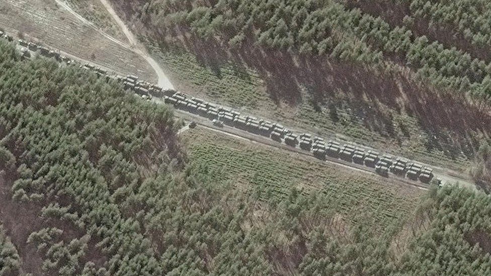 Large convoy of Russian vehicles