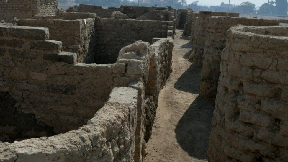 A new archaeological discovery is seen in Luxor, Egypt