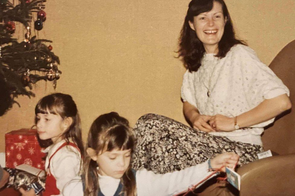 Joan in the 1980s as a young mum with her two girls