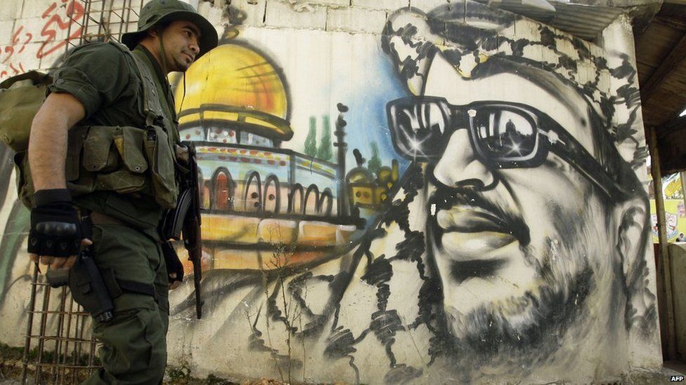 Mural of the late Palestinian leader Yasser Arafat in