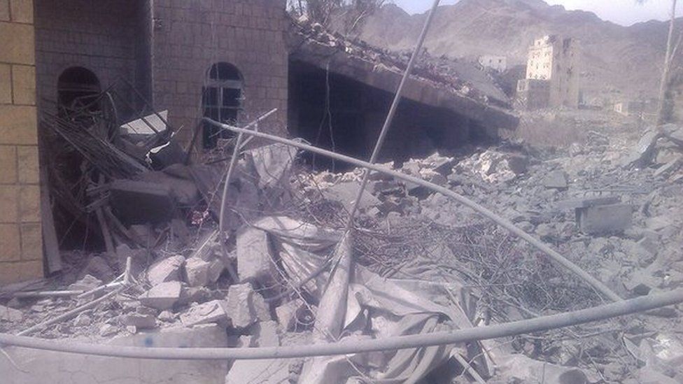 Aftermath of air strike on Medecins Sans Frontieres (MSF) hospital in Saada province, Yemen (27 October 2015)