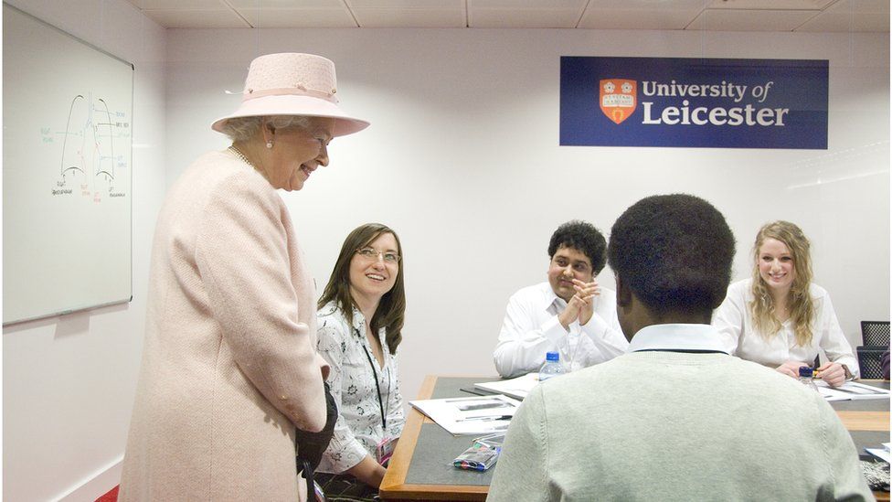 The Queen meeting students in Leicester