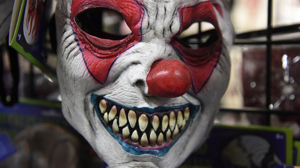 A scary clown mask