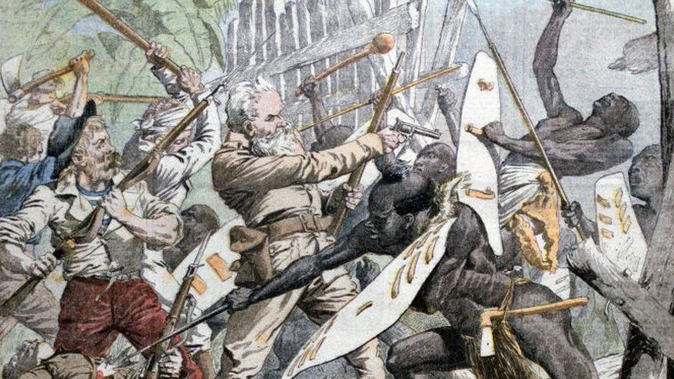 A painting showing the Maji Maji rebellion from the Universal History Archive