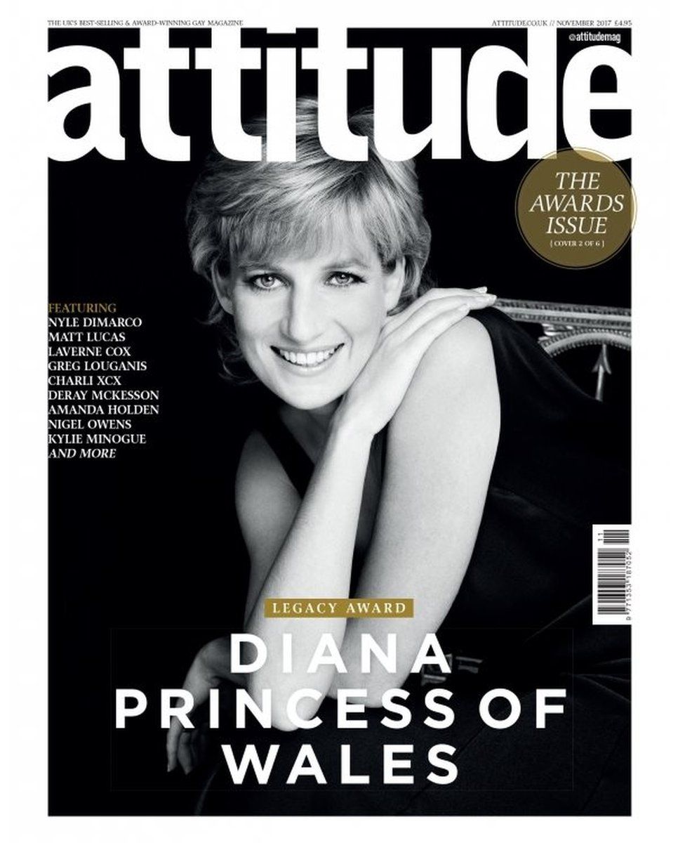 cover of the magazine featuring Diana, Princess of Wales, one of six limited-edition winners covers following her posthumous Attitude Legacy Award at the Virgin Holidays Attitude Awards 2017