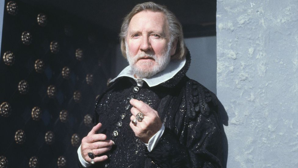 Actor Leslie Phillips pictured during filming on the set of episode 'The Changeling' of the BBC drama series 'Performance', February 4th 1993.