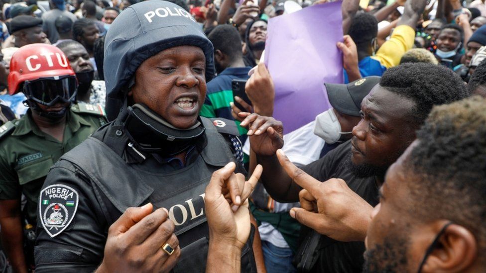 Demonstrators in Lagos
