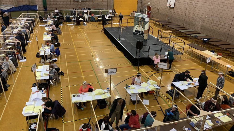 The vote count in Hartlepool at Mill House Leisure Centre