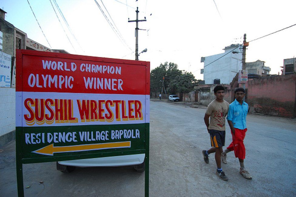 Family members of Indian wrestler Sushil Kumar.