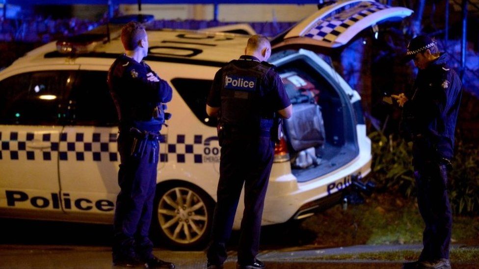 Police outside building in Brighton, Melbourne