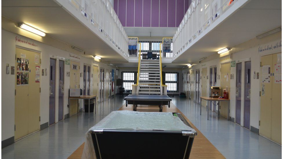 A hallway inside HMP Oakwood