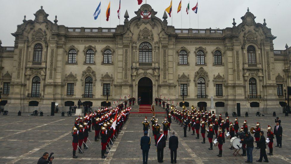 Peru's President Pedro Pablo Kuczynski arrives at the government palace