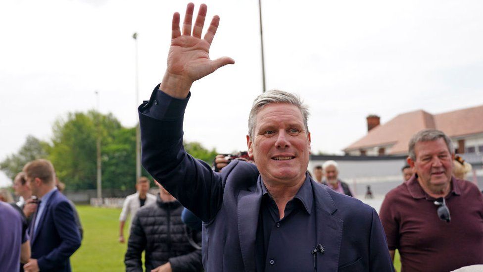 Sir Keir Starmer waves on the day of the July by-election results