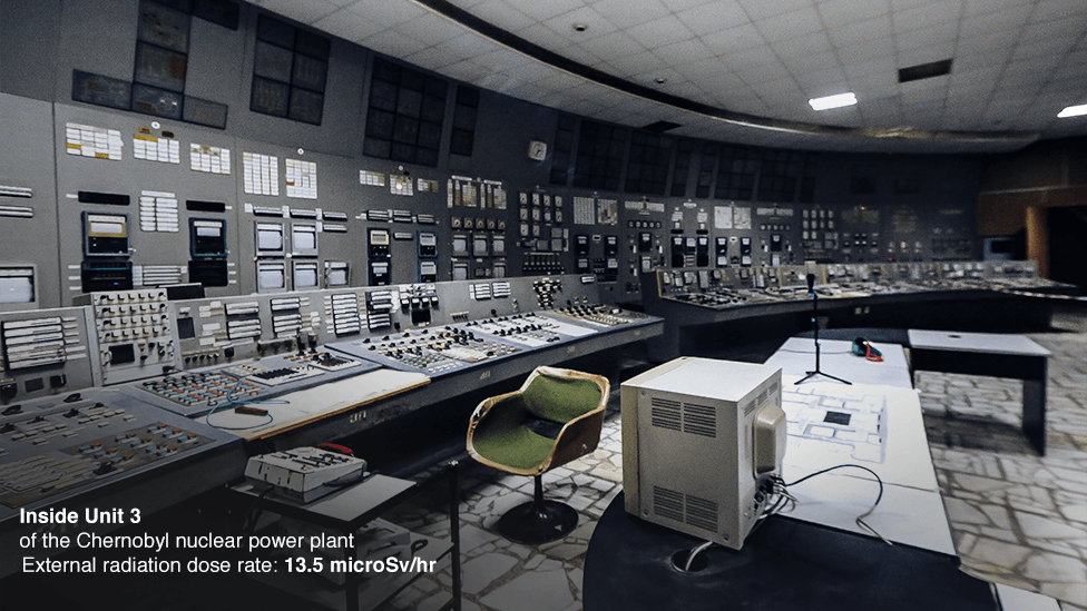 Dentro de la Unidad 3 de la central nuclear de Chernobyl.