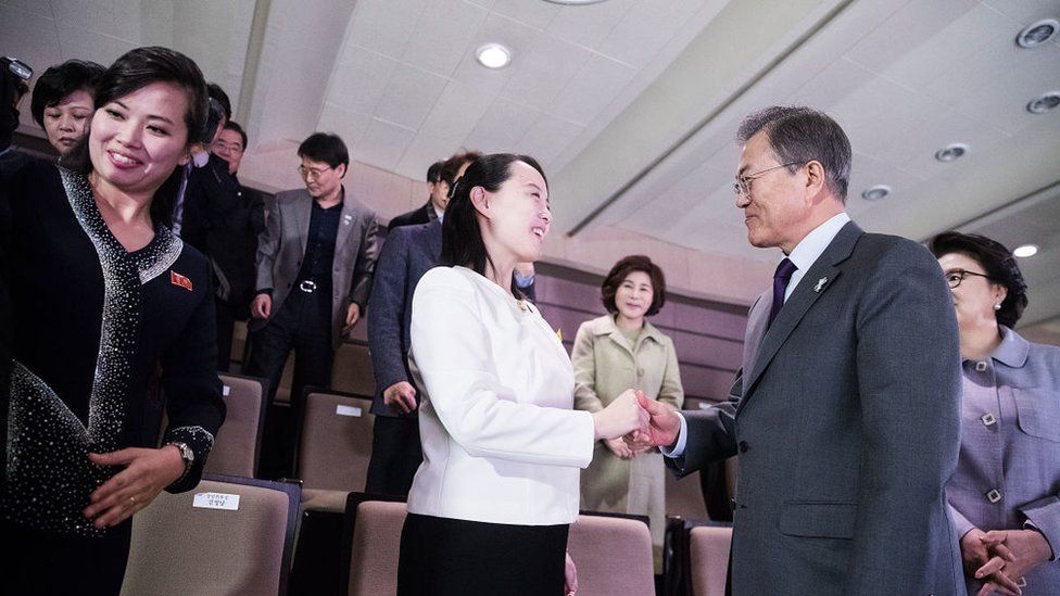 Kim Yo-jong, North Korean leader Kim Jong-Un's sister, meets South Korean President Moon Jae-In