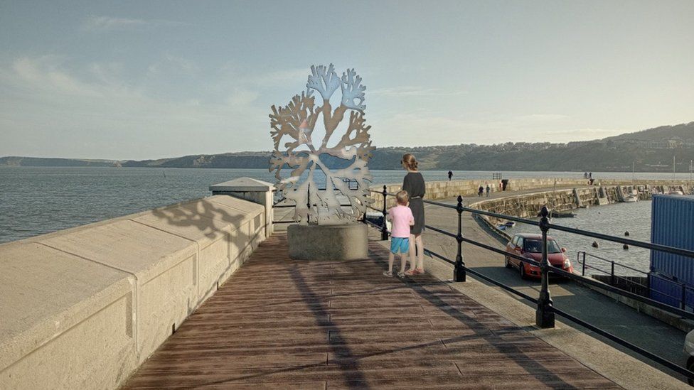 An artist's impression of a seaweed sculpture planned for Scarborough's East Pier