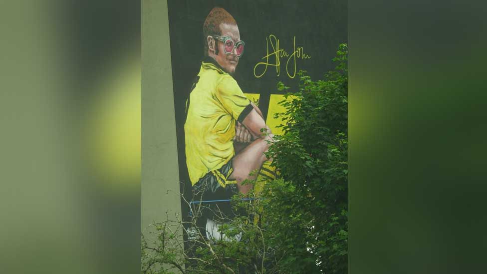 Elton John mural at Vicarage Road