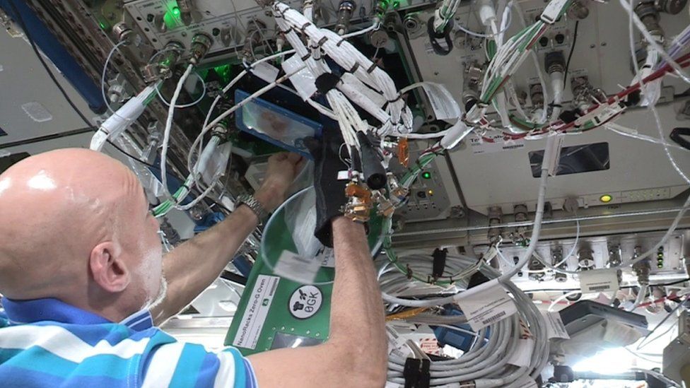 Luca Parmitano baking cookies on board the International Space Station