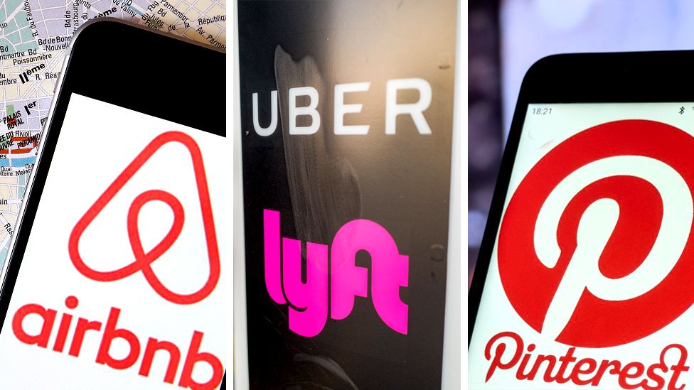 AirBnB, Lyft, Uber and Pinterest logos