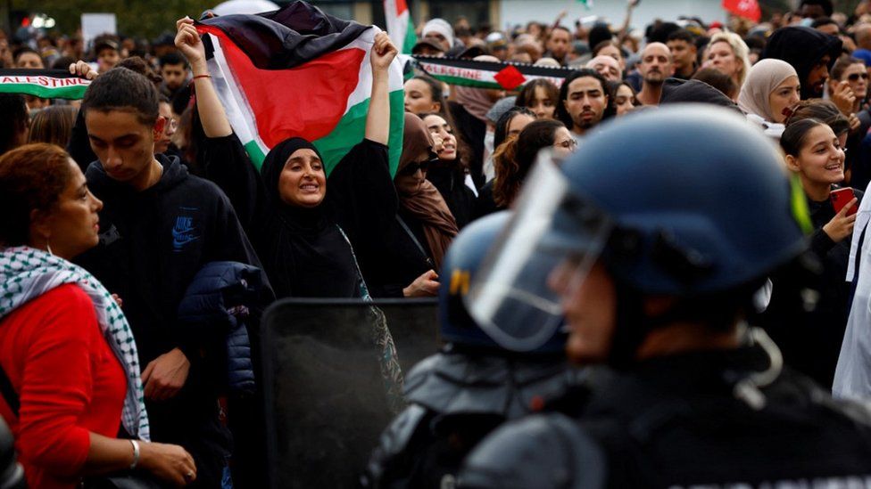 Manifestación pro-palestina en el centro de París, 12 de octubre de 23