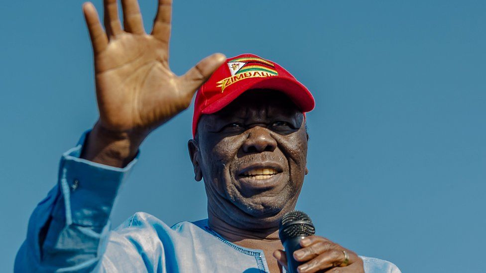 Morgan Tsvangirai at a rally in Bulawayo on 2 September 2017
