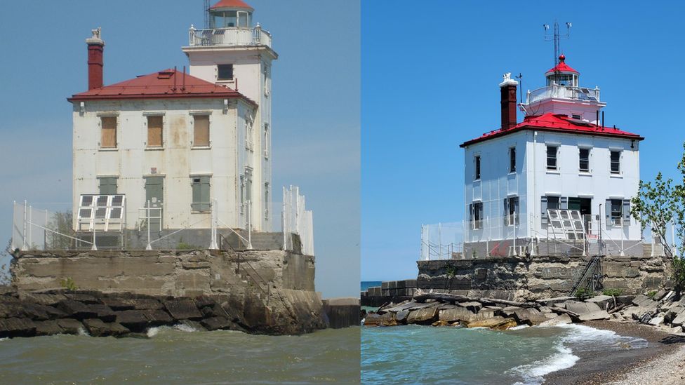 Lighthouse before and after