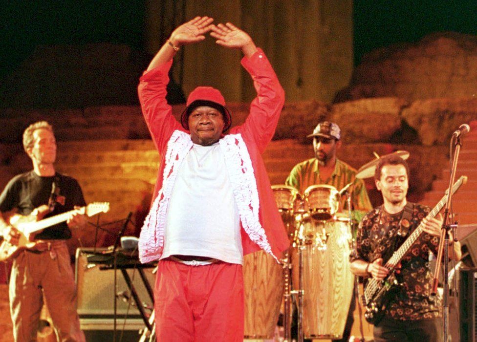 Papa Wemba on stage at the Baalbek International Festival, Lebaon, in 2000
